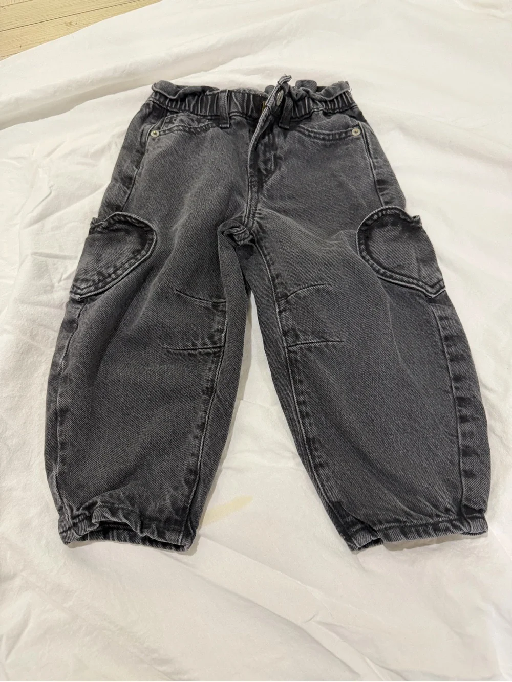 GAP Black Washed Heart-Pocket Cargo Jeans